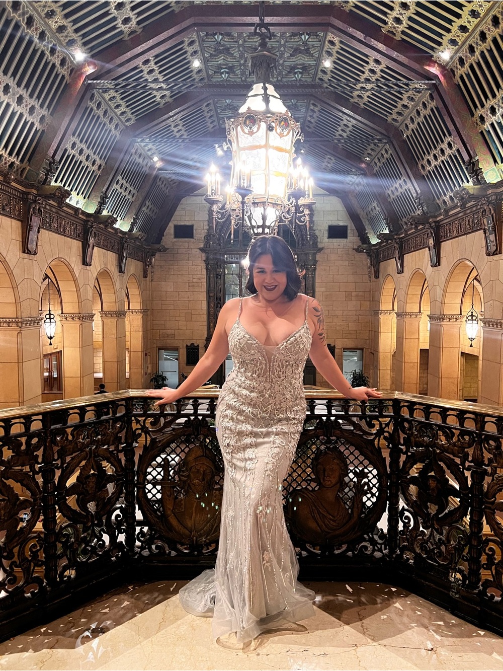 Aria Silver Beaded Mermaid Gown